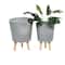 Set of 2 Grey MgO Contemporary Planter 14", 16"